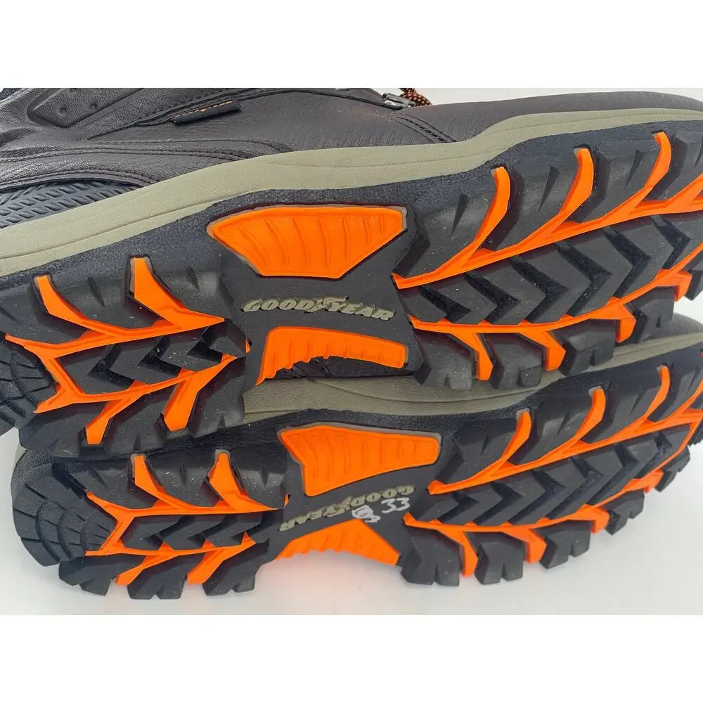 Goodyear Men's Black Hiking Boots with Orange Accents, Size: 10.5